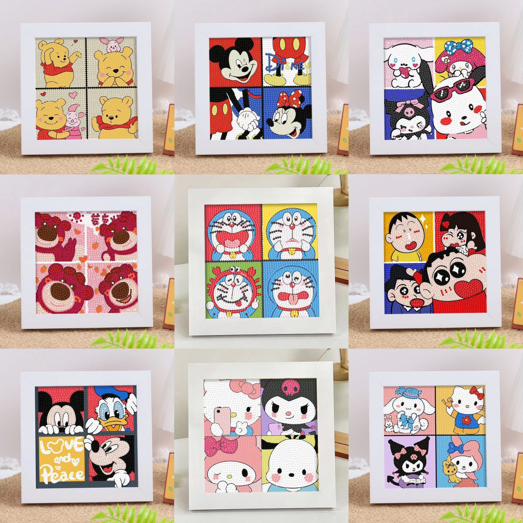 Tranh Gắn Đá Hình Dore amon Kèm Khung Mini 20 * 20 cm, Tranh Gắn Đá Mini 5D Tự Hoàn Thành, Tăng Khả Năng Sáng Tạo Cho Bé