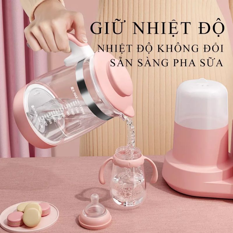 Máy đun nước pha sữa kèm TIỆT TRÙNG bình sữa, hâm sữa đã năng cho bé, Máy 3in1 tiện lợi