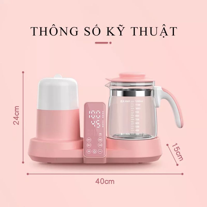 Máy đun nước pha sữa kèm TIỆT TRÙNG bình sữa, hâm sữa đã năng cho bé, Máy 3in1 tiện lợi