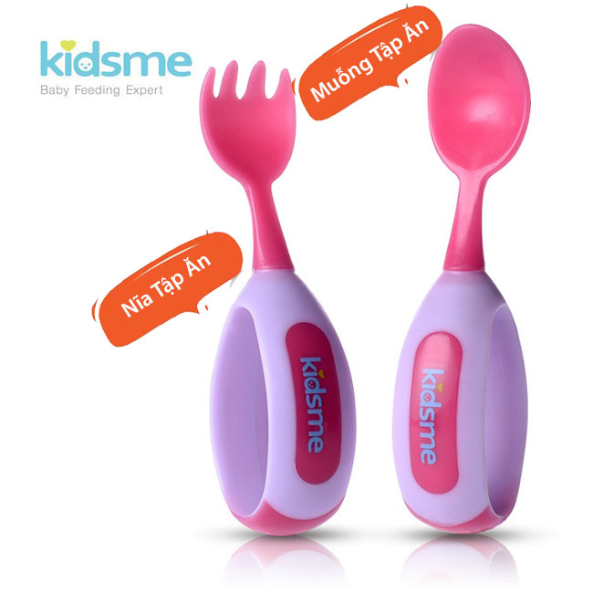 Bộ muỗng nĩa cho bé tập ăn Kidsme đủ màu 9853