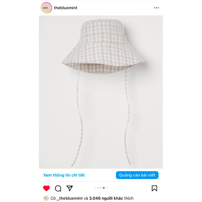 Mũ rộng vành kẻ caro thời trang nữ mũ Hà Thi