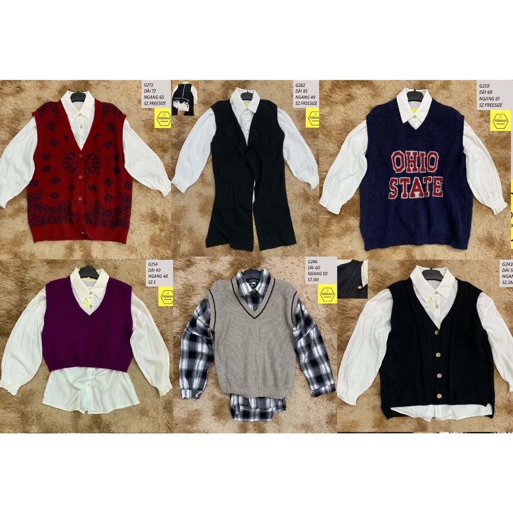 P2 Áo gile len nam nữ cổ tim ulzzang hàng 2hand TIEM2021