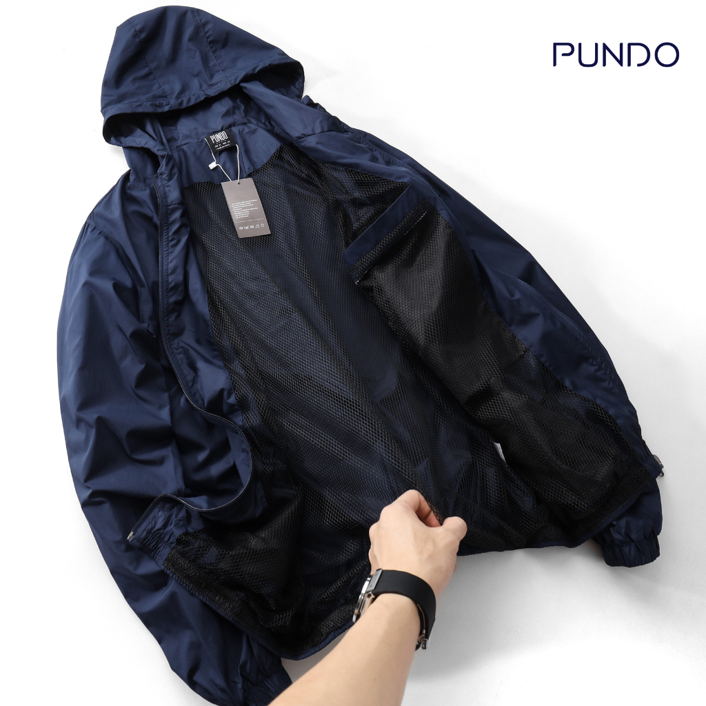 Áo khoác dù nam 2 lớp chống nắng nước có túi trong PUNDO màu basic thời trang dễ phối AKPD09