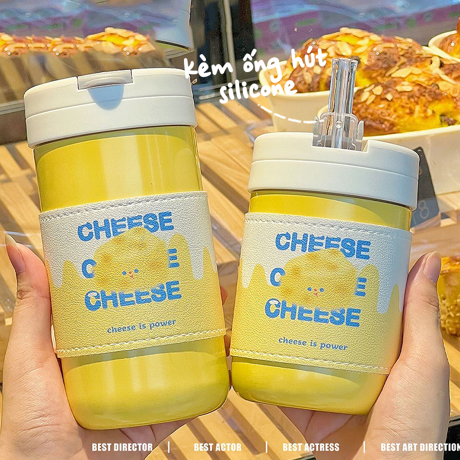 Bình Giữ Nhiệt INOX 304, Thiết Kế Nắp Bật, Kèm Ống Hút Silicon, Dung Tích 500ml, Phong Cách Dễ Thương BGN003