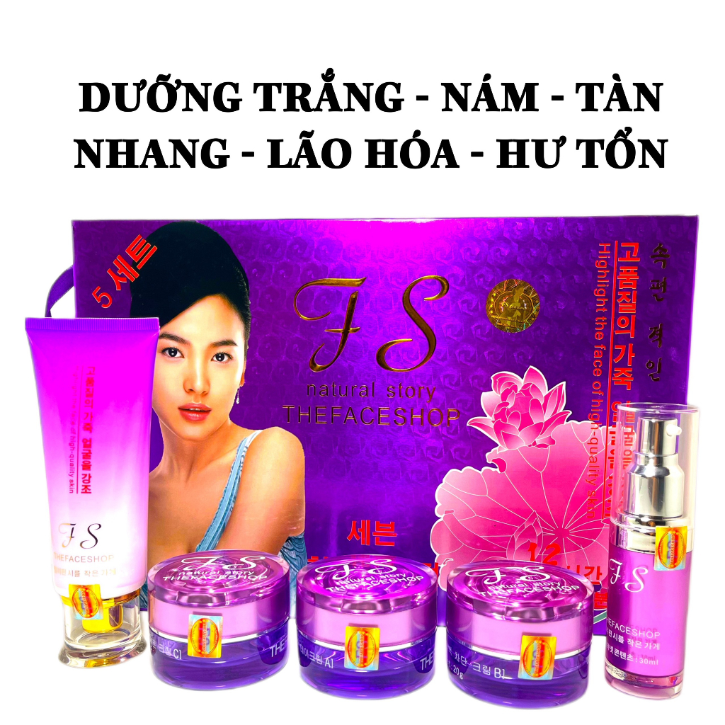 Bộ Mỹ phẩm TS Tím 5in1 Cao Cấp Chuyên Làm Mờ Nám Tàn Nhang Và Trắng Da Tự Nhiên