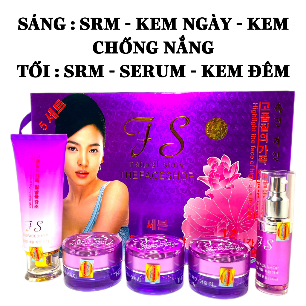 Bộ Mỹ phẩm TS Tím 5in1 Cao Cấp Chuyên Làm Mờ Nám Tàn Nhang Và Trắng Da Tự Nhiên