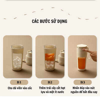 Máy xay sinh tố mini Ceool, máy xay cầm tay xay được đá, chính hãng dung tích 340ml