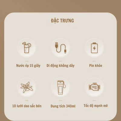 Máy xay sinh tố mini Ceool, máy xay cầm tay xay được đá, chính hãng dung tích 340ml