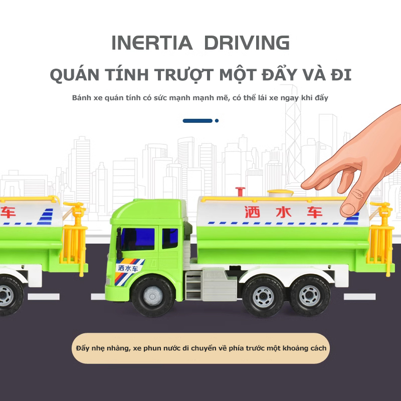 Đồ chơi xe bồn nước mô hình ô tô tỉ lệ 1:50 có đèn và nhạc đồ chơi cho bé trai đồ chơi cho bé xe đồ chơi