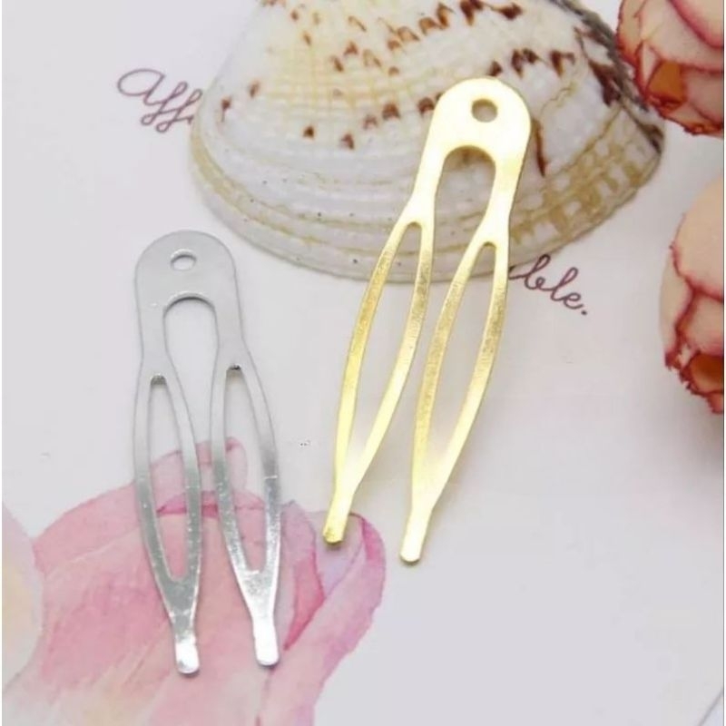 (10 cái)Xược cài tóc 2 răng size 10×39mm, Nguyên liệu làm trâm cài tóc cổ trang, Nguyên liệu diy