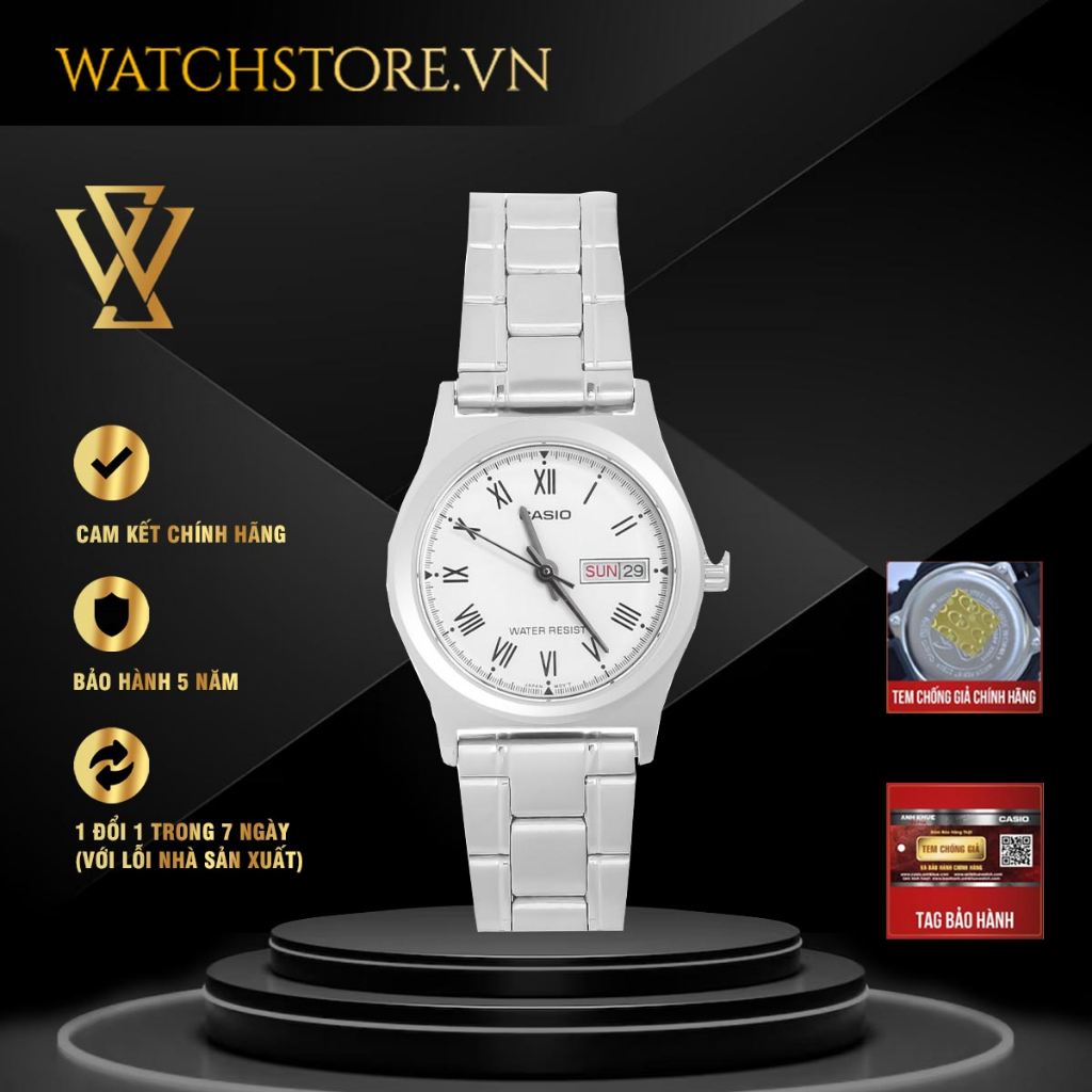 Đồng Hồ Quartz Nữ Casio WATCHSTORE LTP-V006D-7BUDF Thiết Kế Mặt Kính Khoáng 25mm, Dây Kim Loại Và Vỏ Thép Không Gỉ
