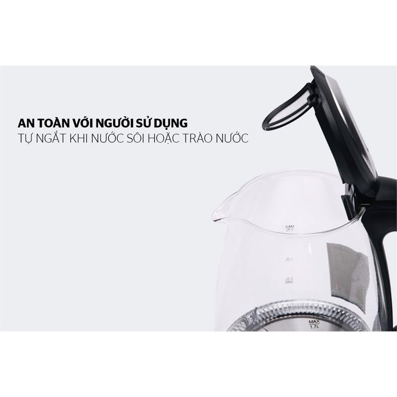 ẤM SIÊU TỐC THUỶ TINH SUNHOUSE DUNG TÍCH 1,8L BẢO HÀNH 12 THÁNG