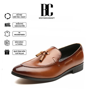 Giày Tây Lười, Giày Lười Nam - Loafer Tassel Brown - Da bóng, Đế Cao Su Cao Cấp, Thoải Mái, Lịch Lãm - BRC112003
