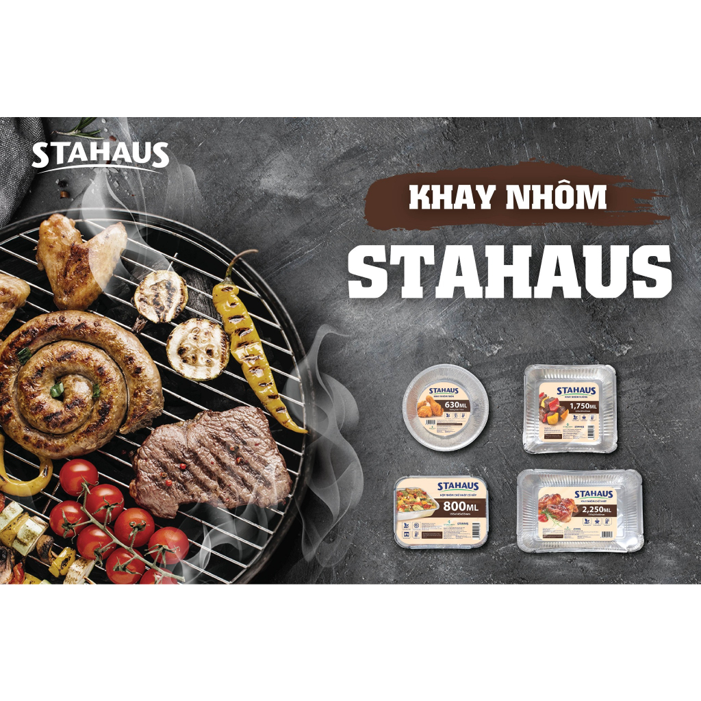 Hộp nhôm chữ nhật có nắp Stahaus 600ml/800ml