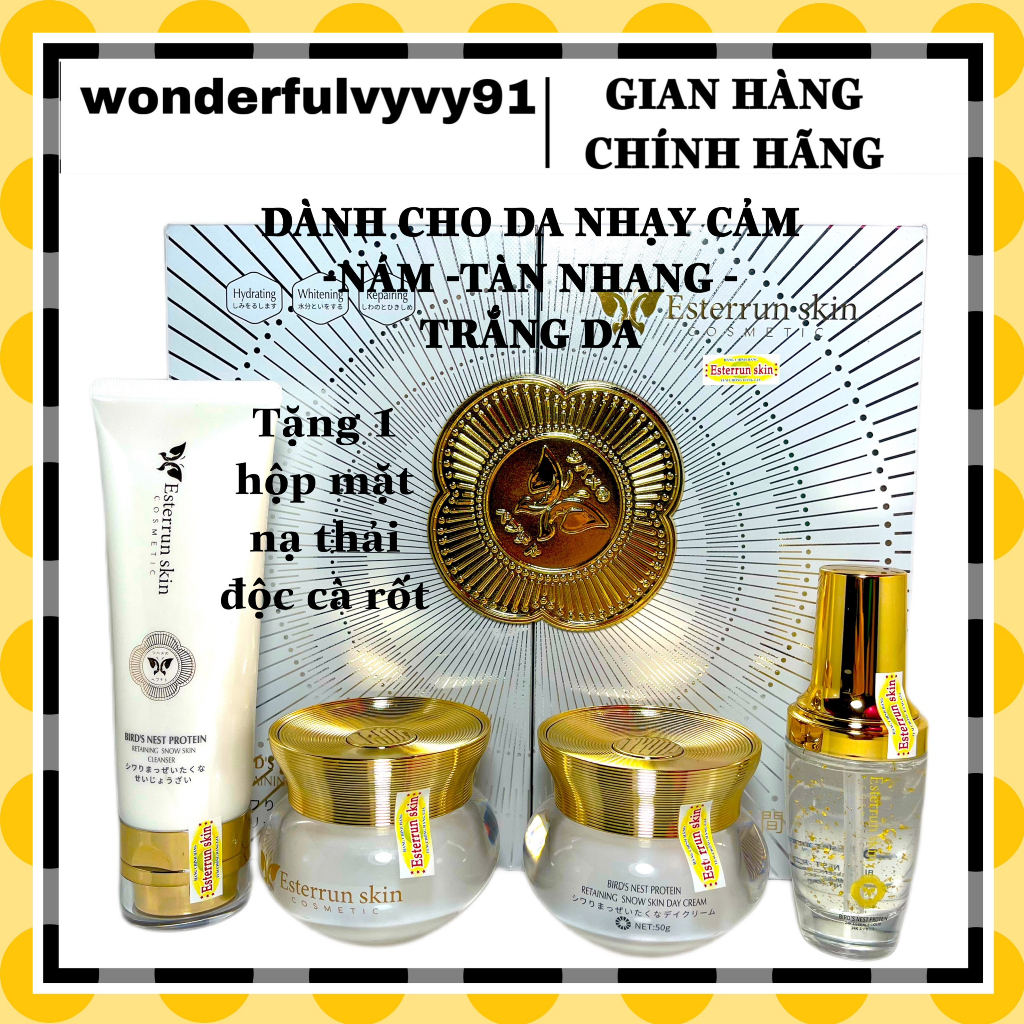 Bộ kem Esterrun skin Nhật Bản 4 in 1 chuyên nám tàn nhang trắng da lão hóa hư tổn