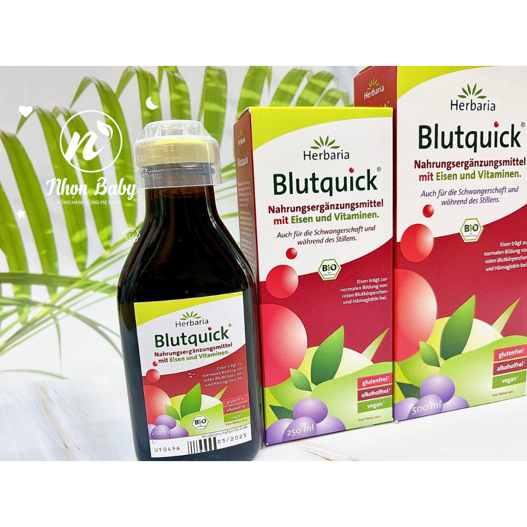 Sắt nước hữu cơ Herbaria Blutquick Đức dành cho bé từ 1y & người lớn - 250ml/500ml