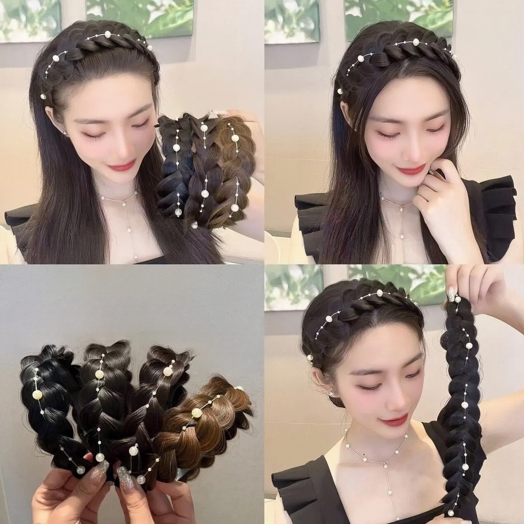 Bờm Tóc Nữ Thắt Bính Ngọc Trắng siêu dễ thương