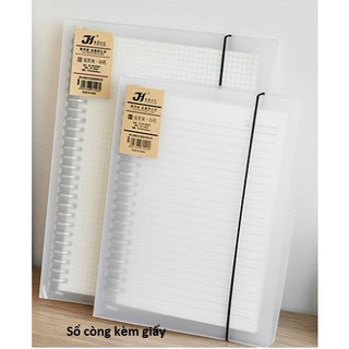Sổ còng, bìa sổ còng, giấy refill A5 B5 60 tờ binder còng sắt 20 26 còng bìa nhựa trong
