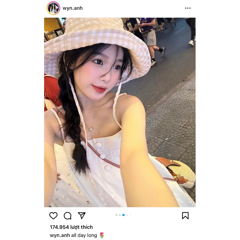 Mũ rộng vành kẻ caro thời trang nữ mũ Hà Thi