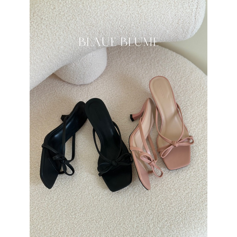 𝐁𝐥𝐚𝐮𝐞𝐁𝐥𝐮𝐦𝐞🦋 Dép lê nơ Blaue Blume gót 4cm