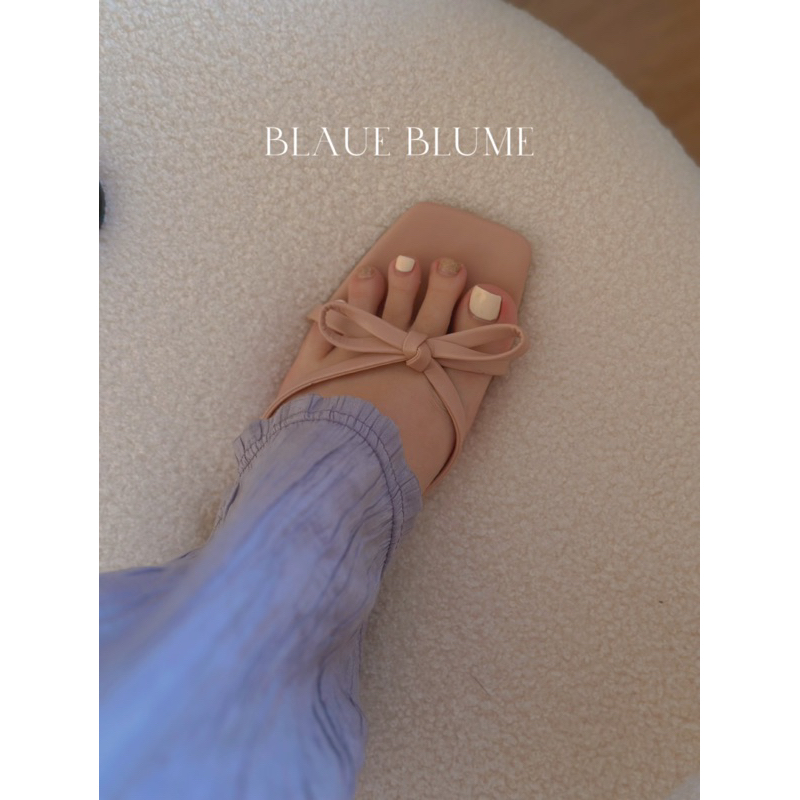 𝐁𝐥𝐚𝐮𝐞𝐁𝐥𝐮𝐦𝐞🦋 Dép lê nơ Blaue Blume gót 4cm