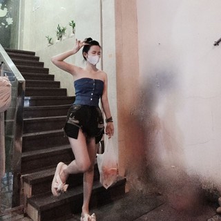 Áo quây jean phối nút cá tính ( kèm ảnh thật )