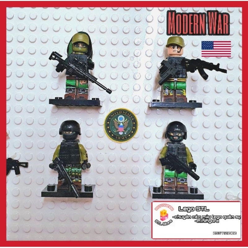 Combo 4 Minifugure Nhân Vật Mordern War Russian Counter strike và Phụ Kiện