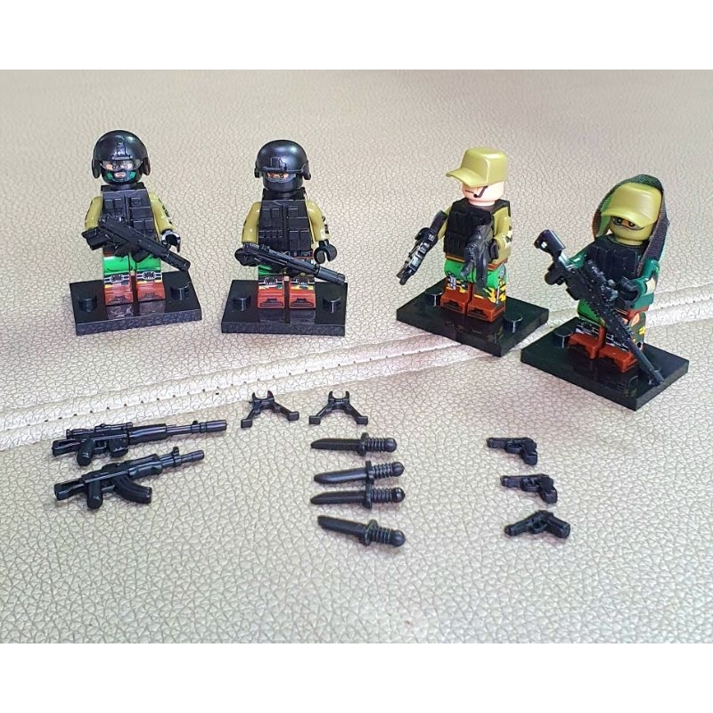Combo 4 Minifugure Nhân Vật Mordern War Russian Counter strike và Phụ Kiện