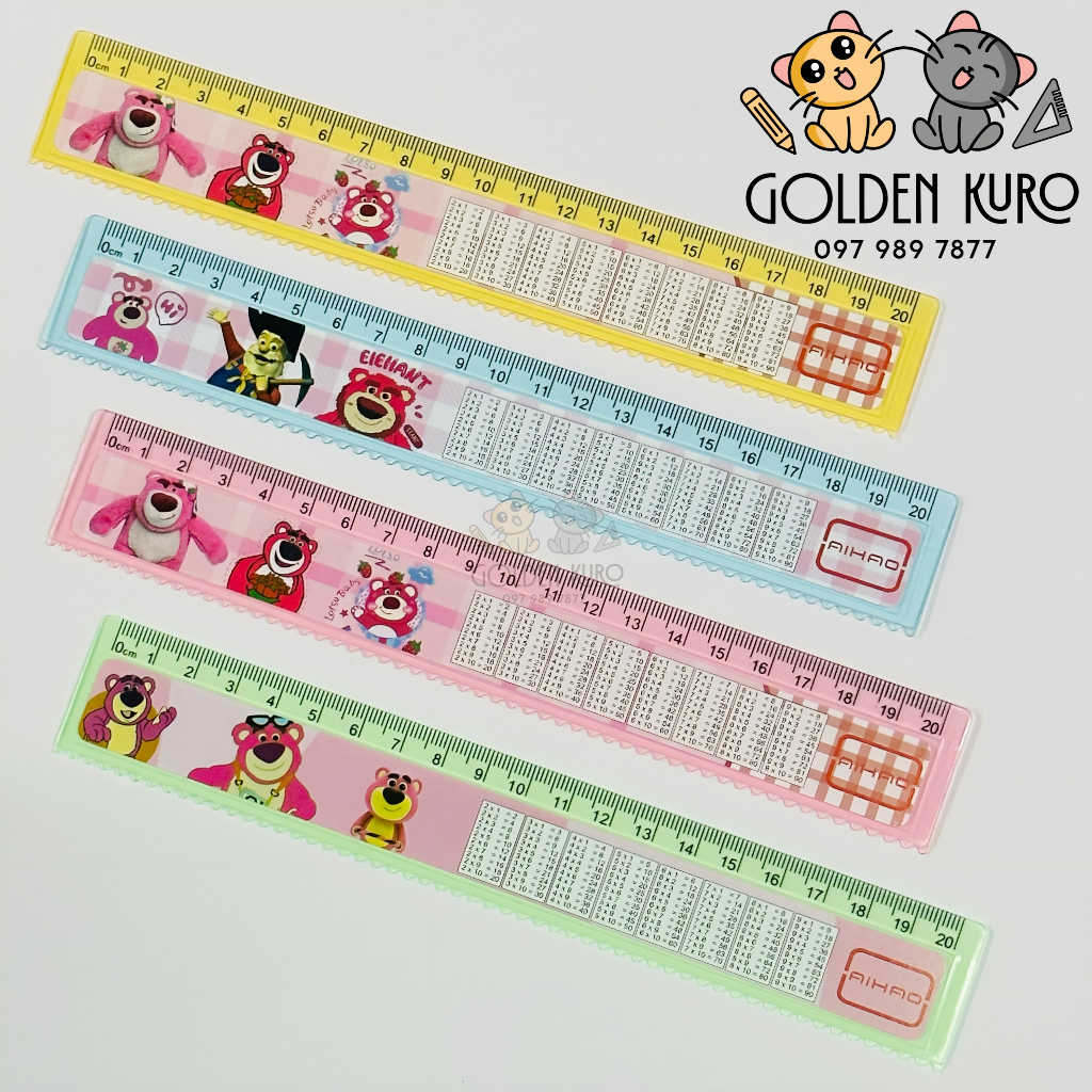 Thước Kẻ Nhựa Cửu Chương Hình Gấu Dâu Lotso