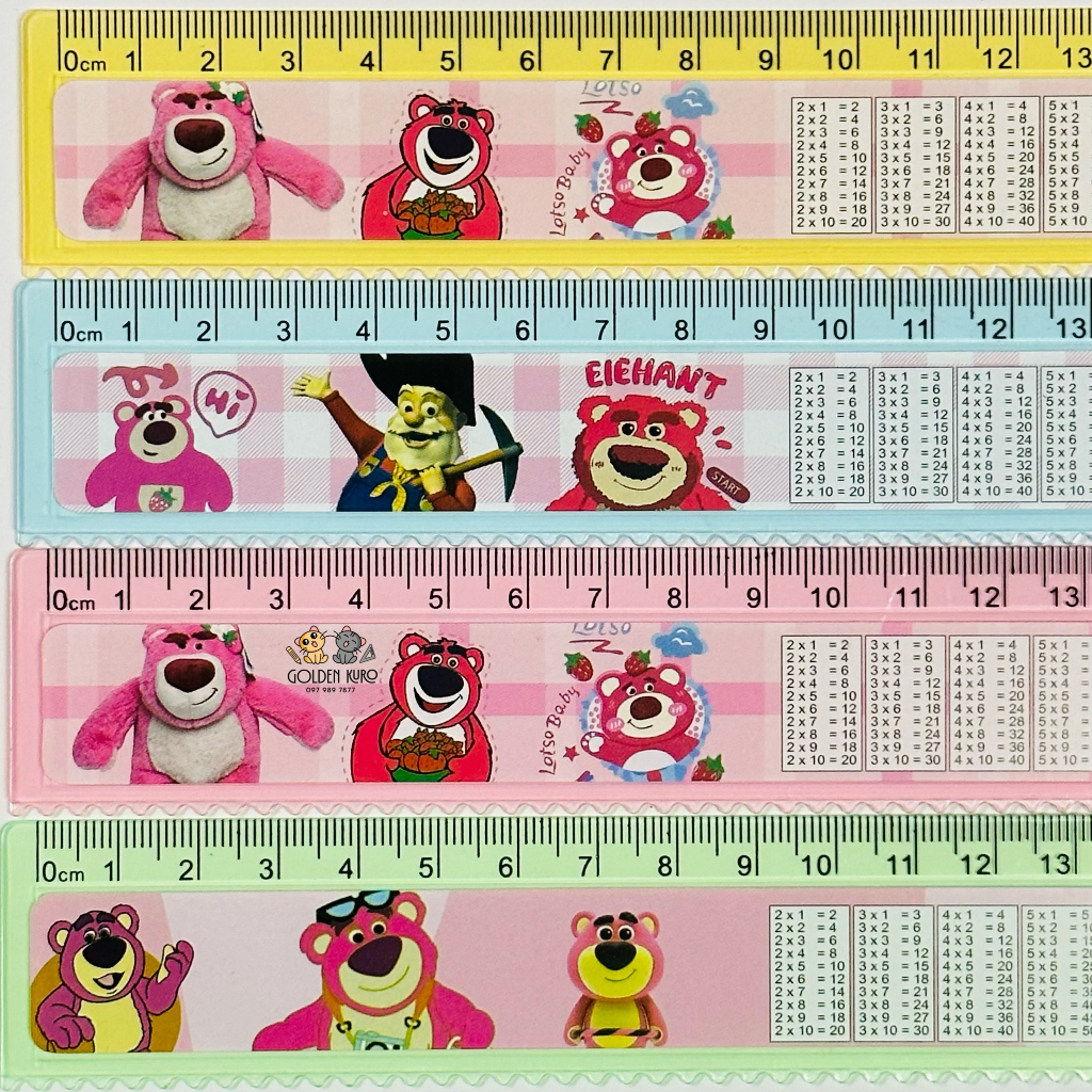 Thước Kẻ Nhựa Cửu Chương Hình Gấu Dâu Lotso