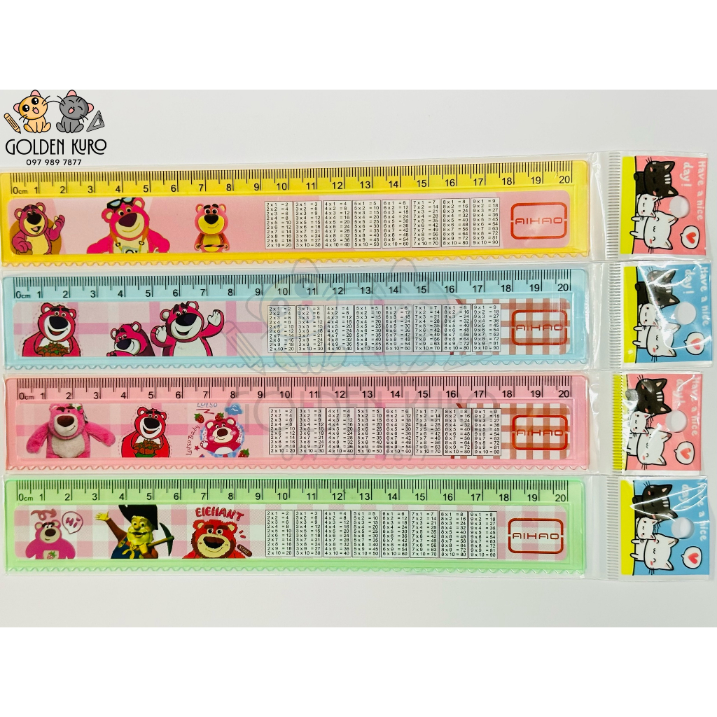 Thước Kẻ Nhựa Cửu Chương Hình Gấu Dâu Lotso