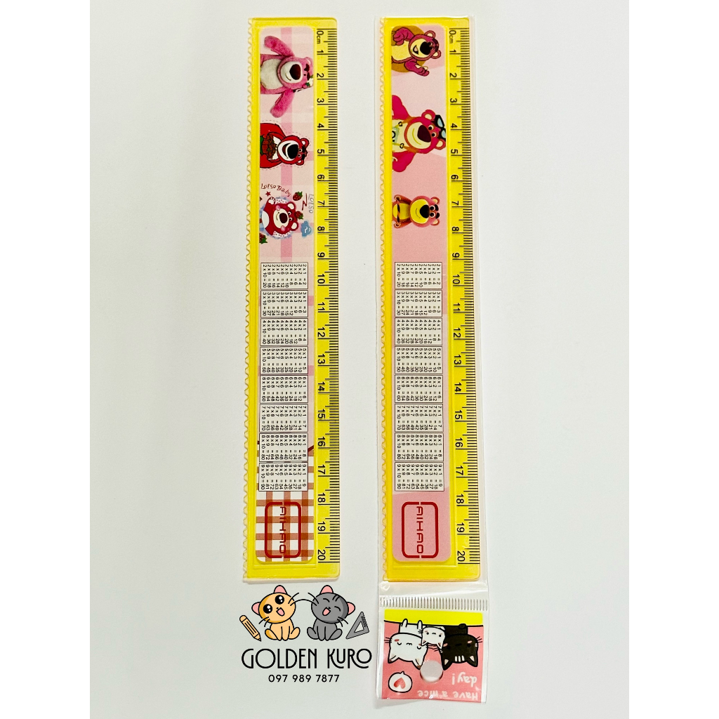 Thước Kẻ Nhựa Cửu Chương Hình Gấu Dâu Lotso