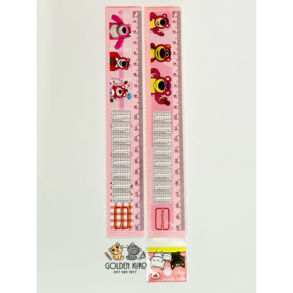 Thước Kẻ Nhựa Cửu Chương Hình Gấu Dâu Lotso