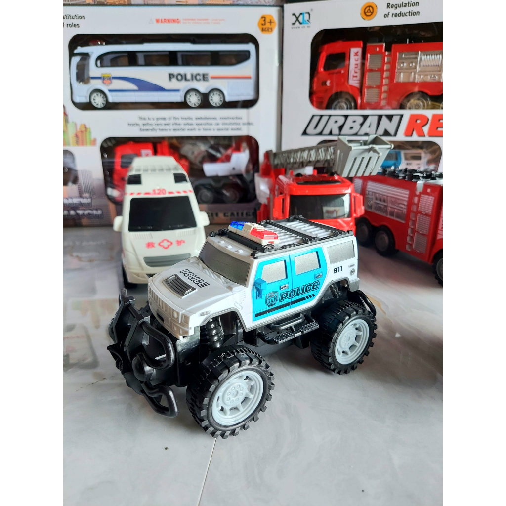BỘ 6 xe cứu hộ đường phố cỡ siêu lớn cho bé, đồ chơi ô tô xe cảnh sát, xe cứu thương, cứu hoả và trực thăng