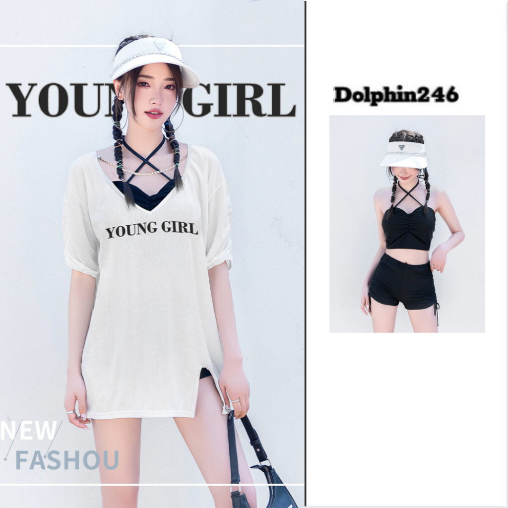 Bikini set 3 chi tiết đồ bơi đi biển cho nữ áo lưới kèm áo bra có mút ngực quần rút dây bên hông kiểu Hàn Quốc 9001 A-9