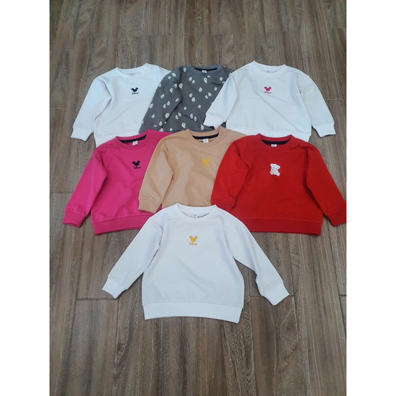 Áo nỉ bé gái hoạ tiết mic ky và gấu size 1-5Y