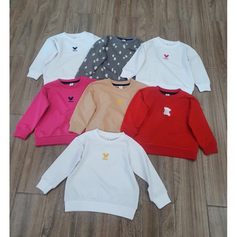 Áo nỉ bé gái hoạ tiết mic ky và gấu size 1-5Y