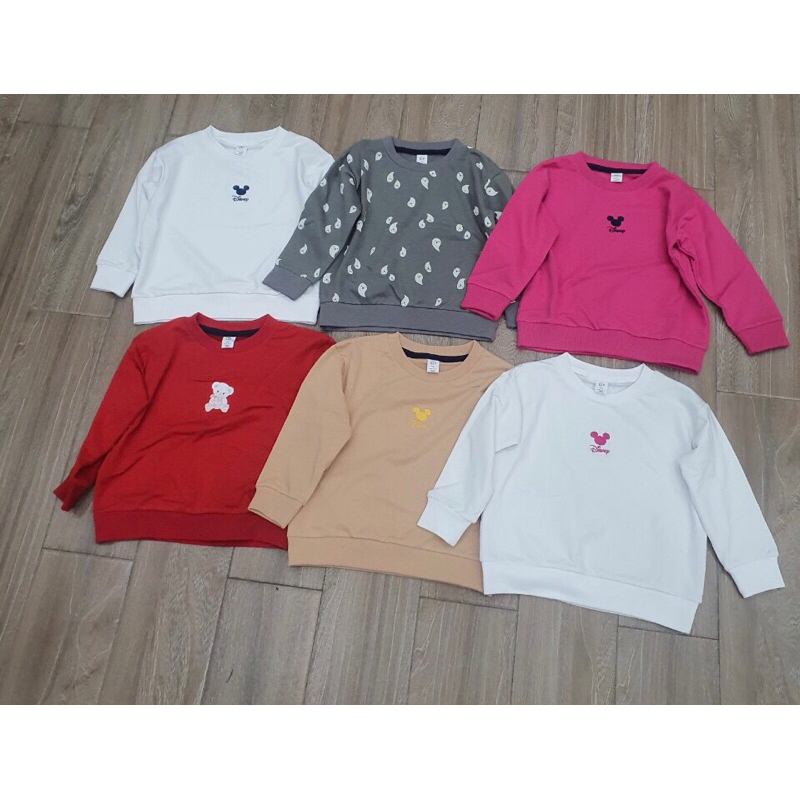Áo nỉ bé gái hoạ tiết mic ky và gấu size 1-5Y