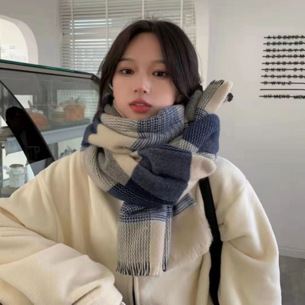 Khăn quàng cổ 2 mặt, Khăn dạ phong cách vintage dễ thương