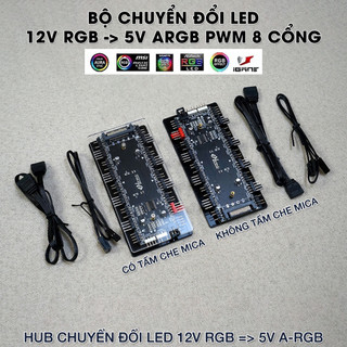 Bộ chuyển đổi led 5v argb 12v rgb pwm 8 cổng - fan hub chuyển đổi 12v rgb về 5v argb pwm tích hợp