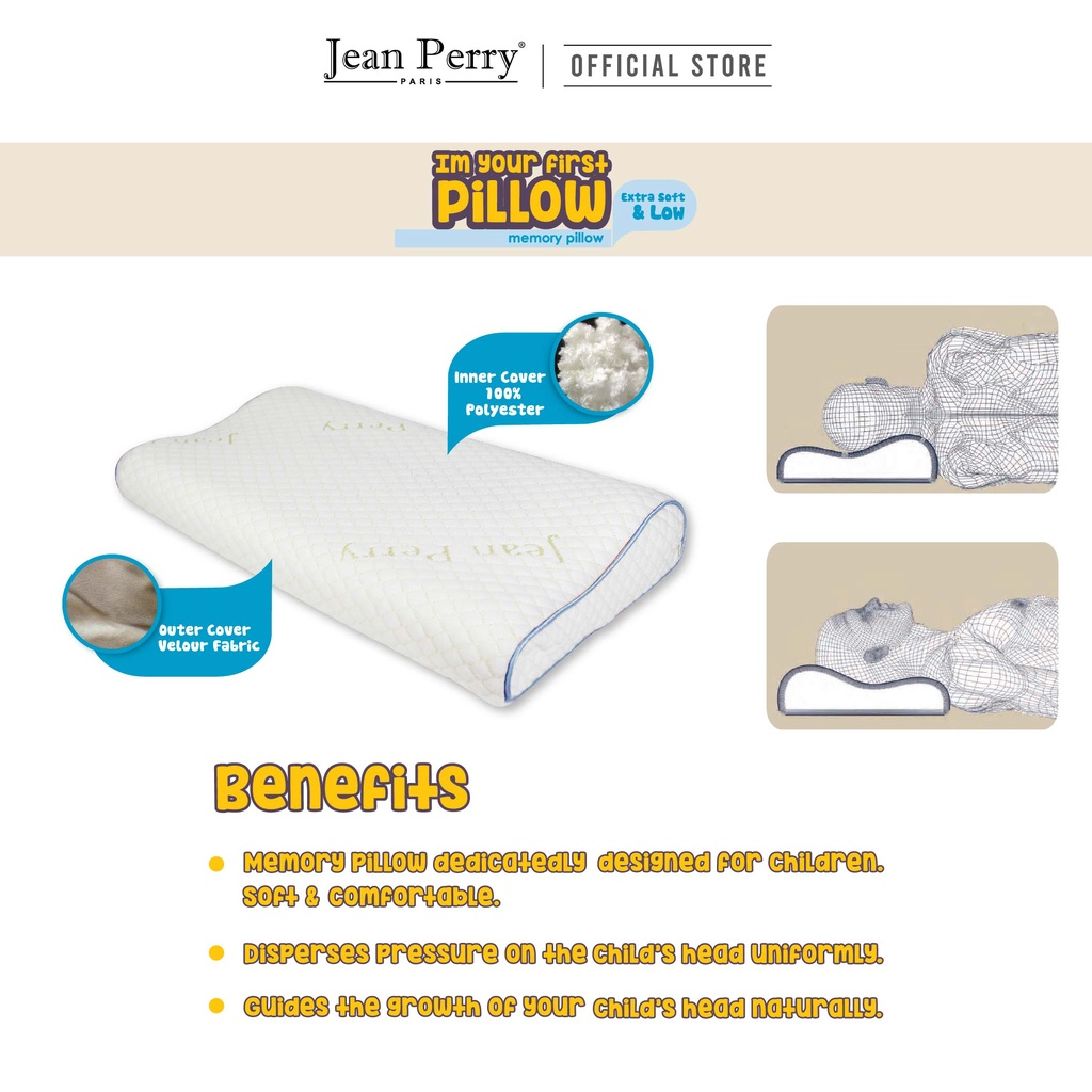 Gối nằm cho bé Jean Perry Memory Foam - Kids 26x46x8/6cm