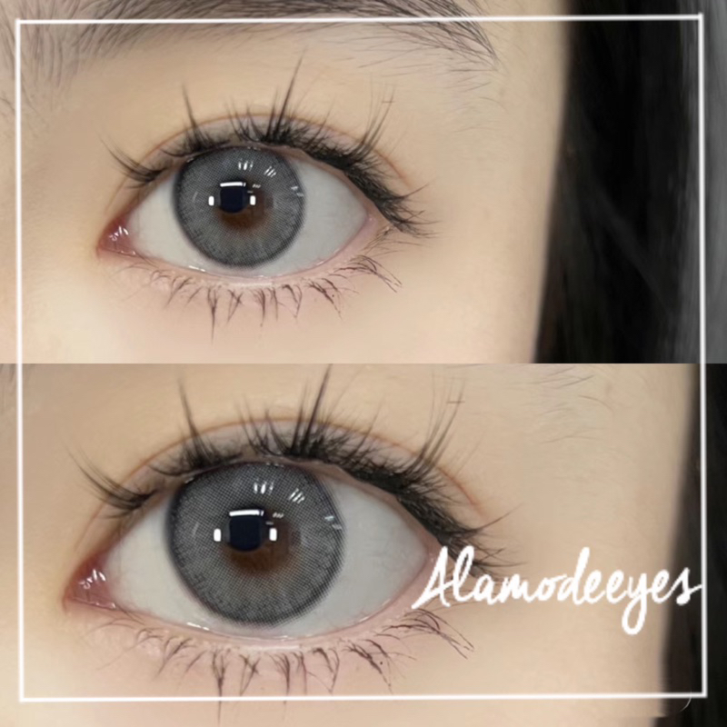 Lens xám sữa viền mảnh