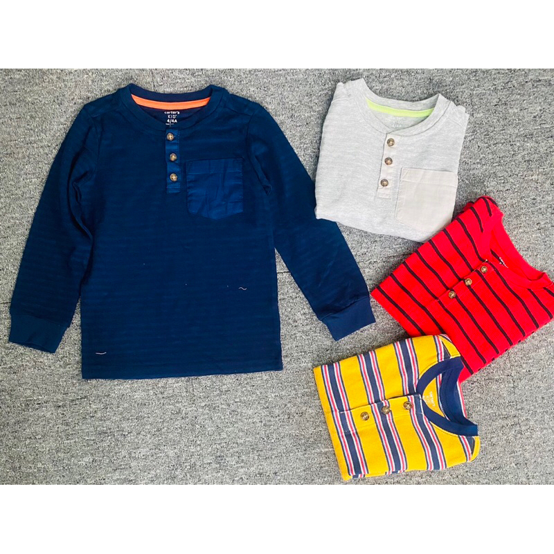 Áo dài tay thu đông cổ trụ bé trai sz 2-12Y