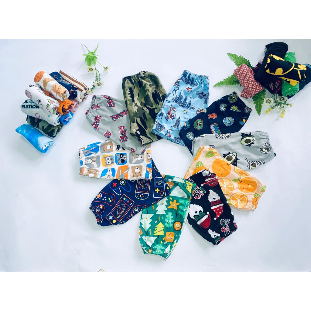 Sét 10 Quần chục đùi cotton cho bé trai bé gái - giao màu và hình ngẫu nhiên theo giới tính - 8-22kg