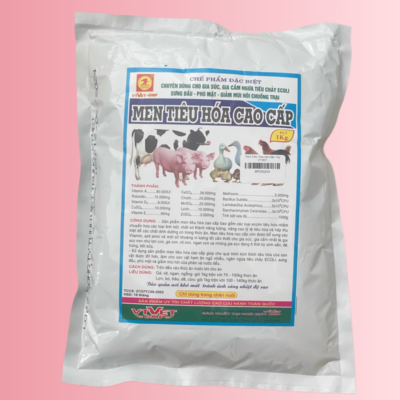 Men tiêu hoá cao cấp 1kg cho gia súc, gia cầm