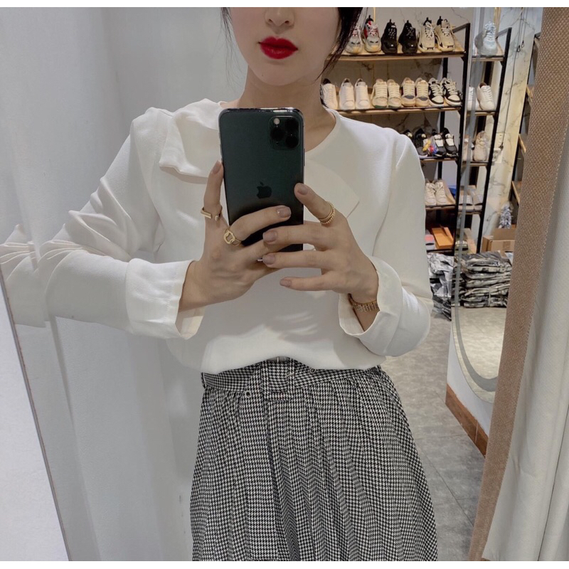 Áo zara trắng buộc nơ