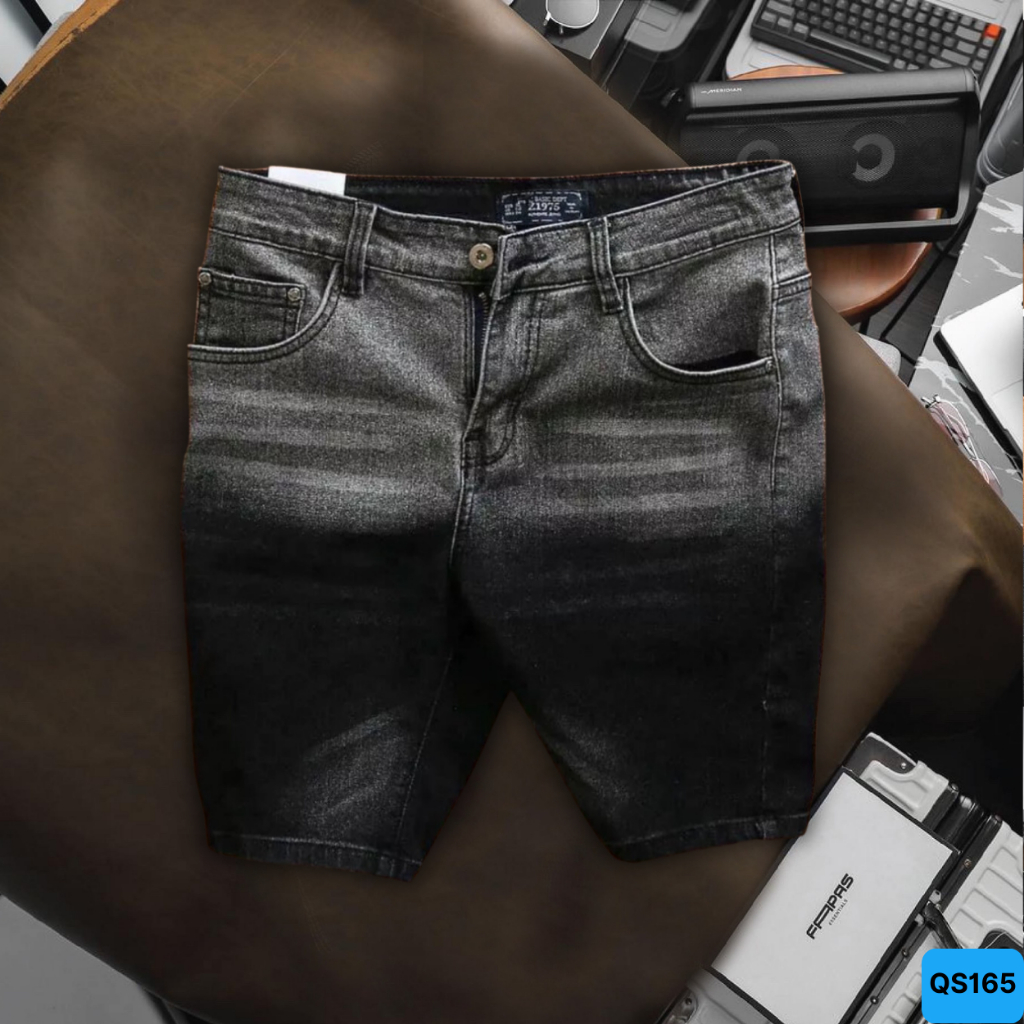 Quần Short Jean Nam vá da chất bò cotton,quần lửng jean, Quần rin nam ngắn Ptz.boutique NHIỀU MẪU ĐẸP QS241