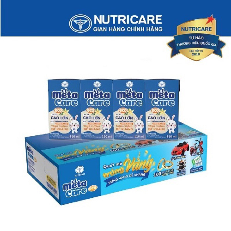 Thùng sữa bột pha sẵn Nutricare Metacare Eco loại 110ml