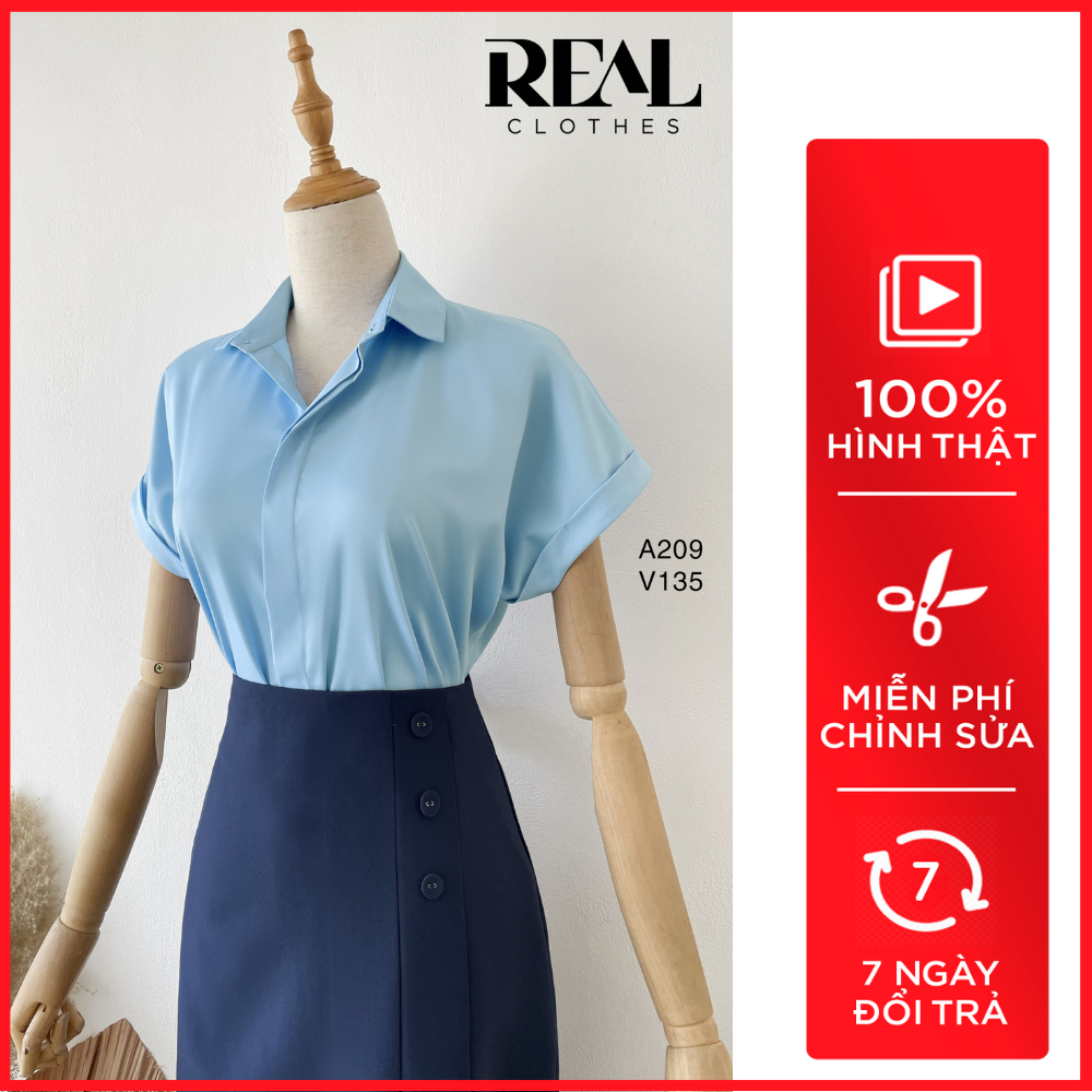 Sơ Mi Công Sở Cánh Dơi Blue_REAL