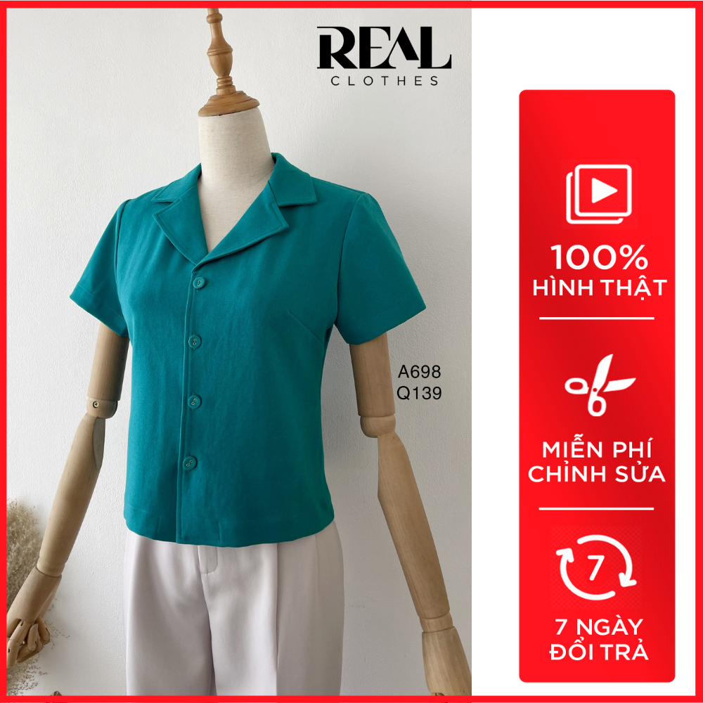 Áo Cổ Ve Xanh Cổ Vịt_REAL
